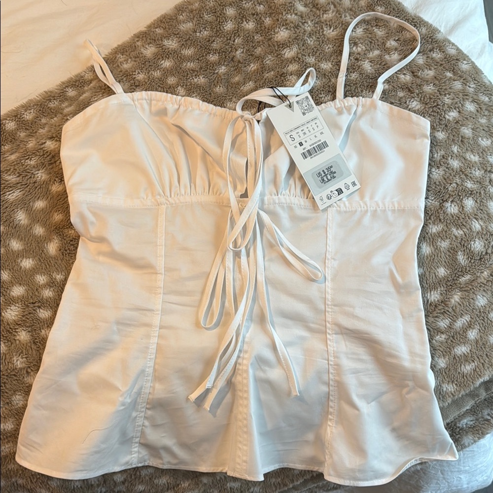 Zara NWT White Women's Tie Tank